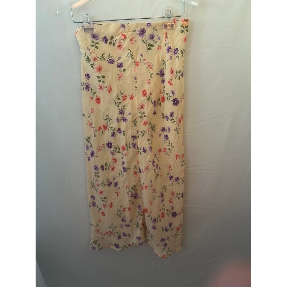 Billabong Womens Cream Floral Viscose Midi Skirt High Waisted Size Small
